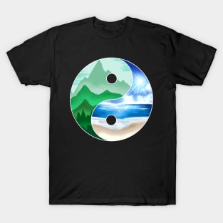 Logo Yin And Yang - Mountains And Ocean For Earth Day T-Shirt